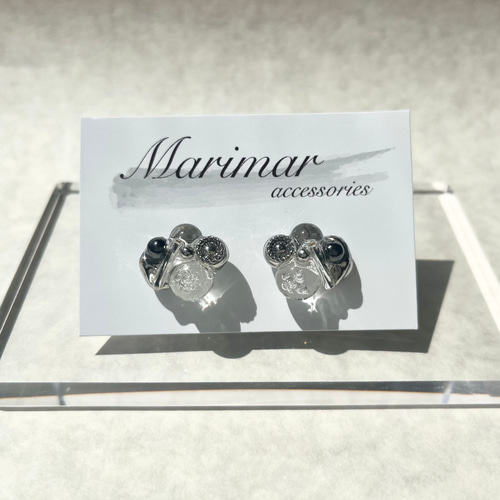 シルバークリアピアス・イヤリング | peth handmade accessory store
