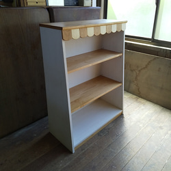 アンティーク調 マホガニー無垢材 オープン シェルフラック 本棚4段