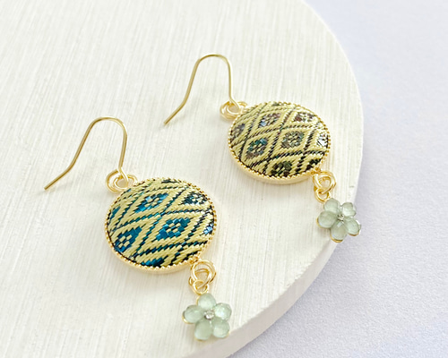 手織り佐賀錦 イヤリング N-ER-49 ピアス（フック・チェーン） 手織り