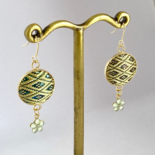 手織り佐賀錦 イヤリング N-ER-49 ピアス（フック・チェーン） 手織り