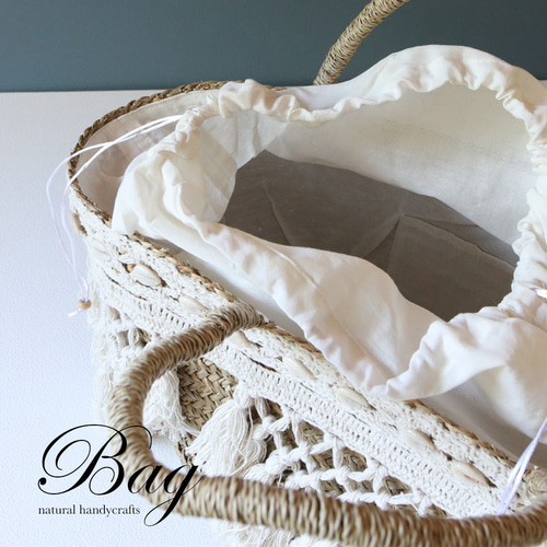 値下げ】水草クロシェ編みトートバッグ♪ ( 収納かご おしゃれ