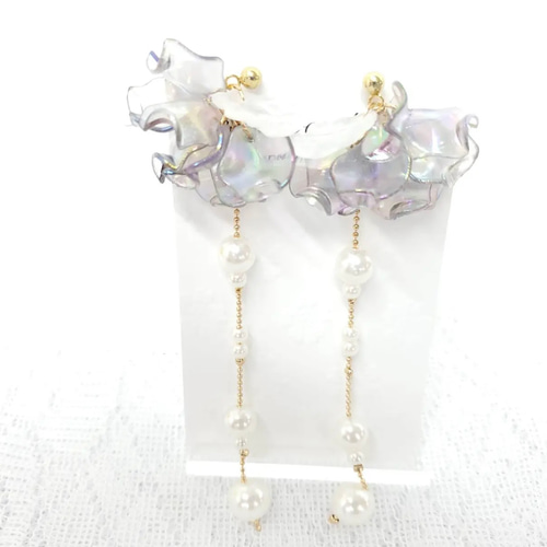 天然石ジャラジャラピアス（雨雲） 天然石ジャラジャラピアス（雨雲） 雨雲の雫イヤリングorピアス