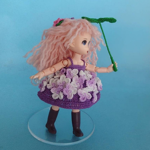 花の精〜紫陽花》オビツ11&セリアドール7センチ用ドール服 ※ドレスは