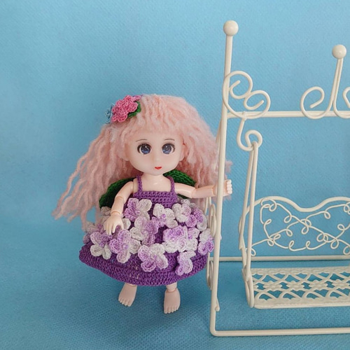 花の精〜紫陽花》オビツ11&セリアドール7センチ用ドール服