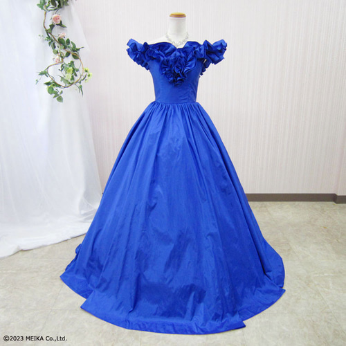 カラードレス ブルー青オレンジ オフショルダー 結婚式 二次会 演奏会