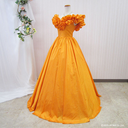 カラードレス ブルー青オレンジ オフショルダー 結婚式 二次会 演奏会  