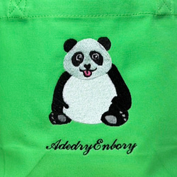 【送料無料】正面パンダのワンポイント刺繍のキャンバスミニトートバッグ 2枚目の画像