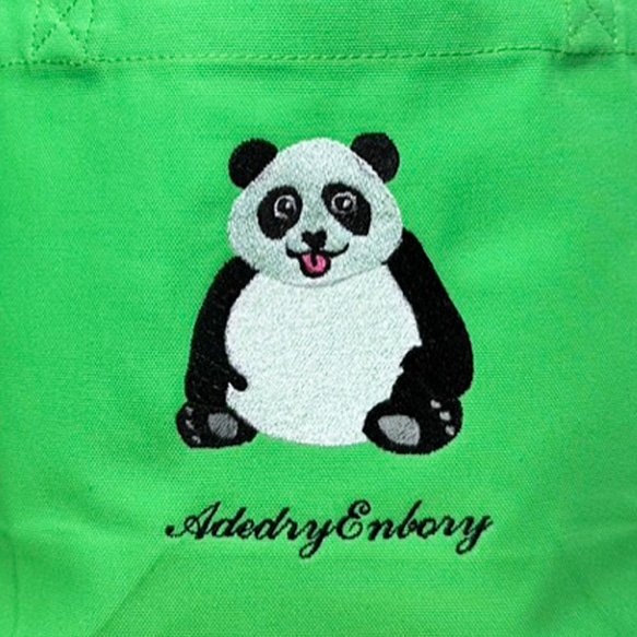 【送料無料】正面パンダのワンポイント刺繍のキャンバスミニトートバッグ 2枚目の画像