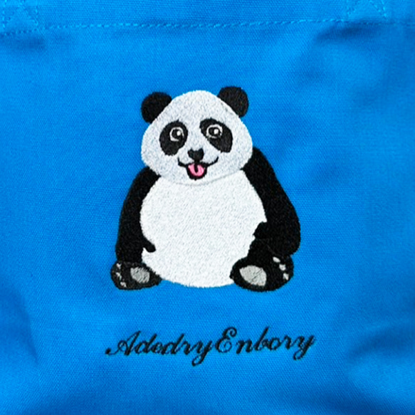【送料無料】正面パンダのワンポイント刺繍のキャンバスミニトートバッグ 6枚目の画像