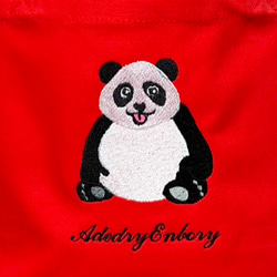 【送料無料】正面パンダのワンポイント刺繍のキャンバスミニトートバッグ 4枚目の画像