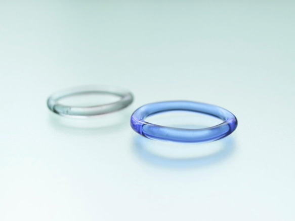 14･15号-ガラスのリング（ブルーグレー&ブルー） 3枚目の画像