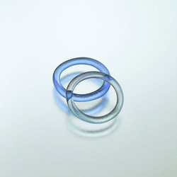14･15号-ガラスのリング（ブルーグレー&ブルー） 1枚目の画像