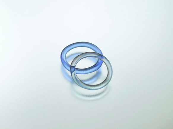 14･15号-ガラスのリング（ブルーグレー&ブルー） 1枚目の画像