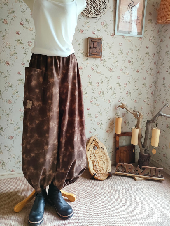NEW YOGA  PANTS～uneven dyeing brown for tall ＆men's 2枚目の画像