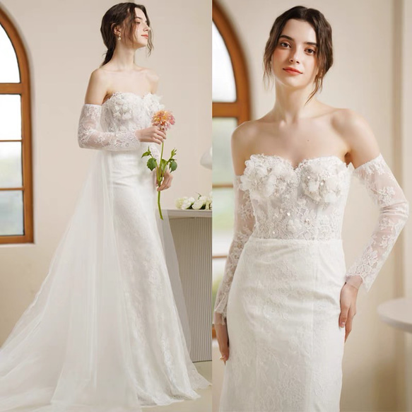 長袖 レース チューブトップ ソフトマーメイド 二次会 前撮り  