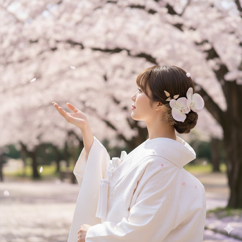淡桜の胡蝶蘭髪飾り① 結婚式 成人式 胡蝶蘭 和装 振袖 卒業式 白無垢