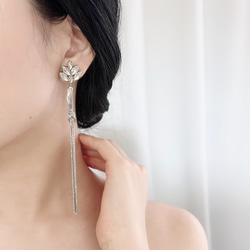 ビジュー ロング チェーン ピアス イヤリング ［ 結婚式 お呼ばれ