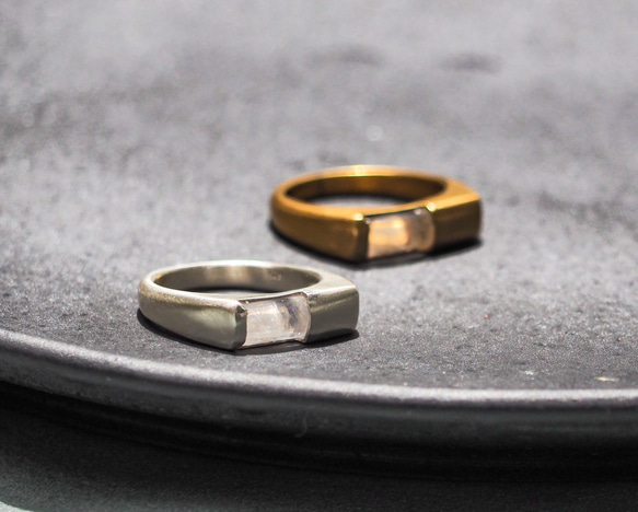 rectangle moonstone ring・レインボームーンストーンリング/送料無料 6枚目の画像