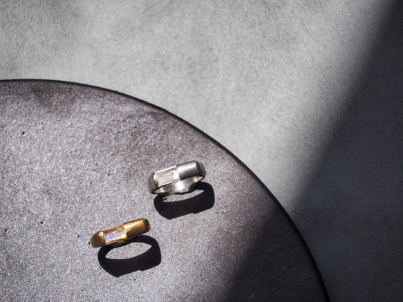 rectangle moonstone ring・レインボームーンストーンリング/送料無料 5枚目の画像