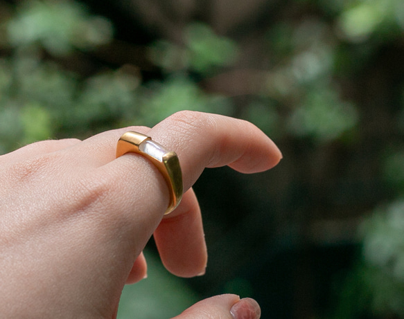 rectangle moonstone ring・レインボームーンストーンリング/送料無料 2枚目の画像
