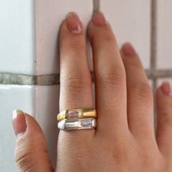 rectangle moonstone ring・レインボームーンストーンリング/送料無料 10枚目の画像