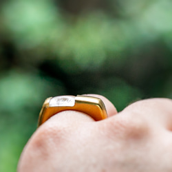 rectangle moonstone ring・レインボームーンストーンリング/送料無料 4枚目の画像