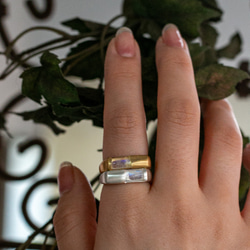 rectangle moonstone ring・レインボームーンストーンリング/送料無料 9枚目の画像