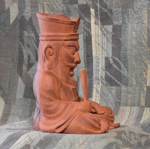 閻魔大王・陶器の仏像（赤） 5枚目の画像