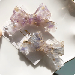 no.612 sale ドライフラワーのリボンヘアクリップ スターチス かすみ草