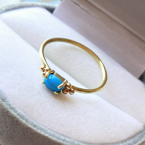 ターコイズオーバルカボションリング K10トルコ石（ターコイズ）オーバルカボション リング大