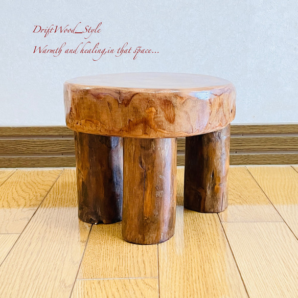 流木インテリア 丸太を使った小型の流木スツール 一点物 フラワースタンド 椅子 ベンチ 木製 北欧 N10 8枚目の画像