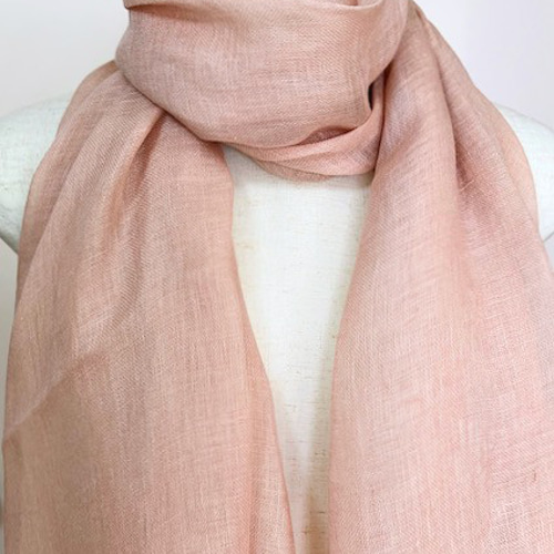 ひば染柔らかリネン大判ショール（サーモンピンク） ストール Atelier