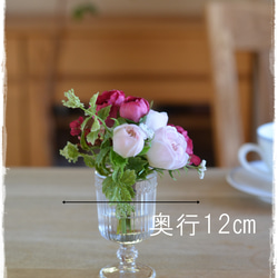 【Creema限定】フェイクウォーター・シェルピンクとラズベリー色のバラが可愛いミニブーケ　　 11枚目の画像