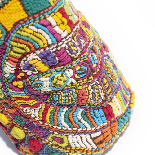 手縫いカラフル刺繍サイドバックパック、刺繍クロスボディバッグ