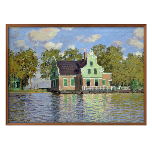 1279□ポスター アート 絵画『クロード・モネ ザーン川の岸辺の家