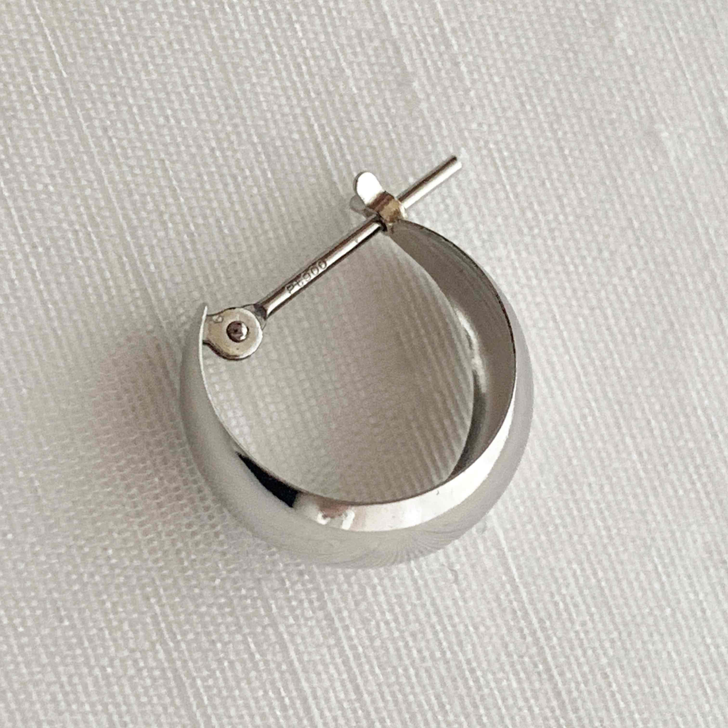 プラチナ【7×13mm 月甲フープピアス】Pt900刻印入 日本製 ペア