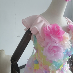 送料無料！カラードレス レインボースカート 3D立体レース刺繍 花びら付き /前撮り/結婚式 4枚目の画像