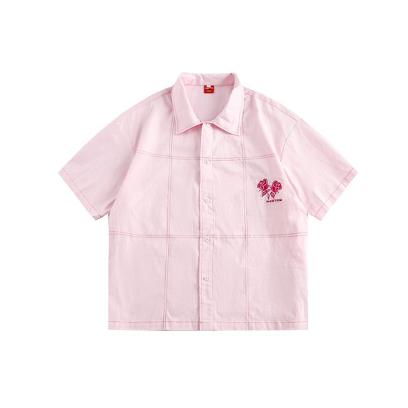 夏のゆったりしたシャツ・バラ刺繍半袖上着のおしゃれな個性 W364 12枚目の画像