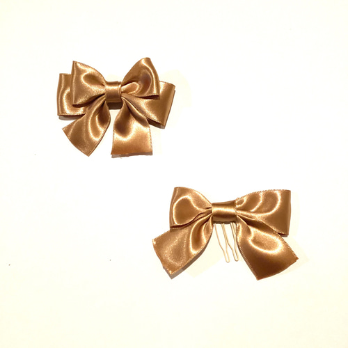 新品 】正絹 花嫁懐剣 筥迫 伊達衿 リボン2個 5点セット 茶色 くすみ  