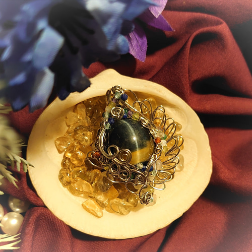 大玉18mm 綺麗なシャトヤンシーのシルバータイガーアイ ペンダント