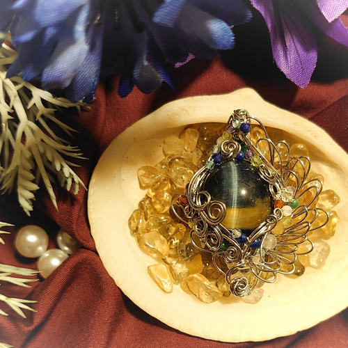 大玉18mm 綺麗なシャトヤンシーのシルバータイガーアイ ペンダント