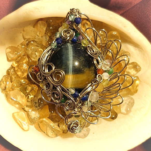 大玉18mm 綺麗なシャトヤンシーのシルバータイガーアイ ペンダント