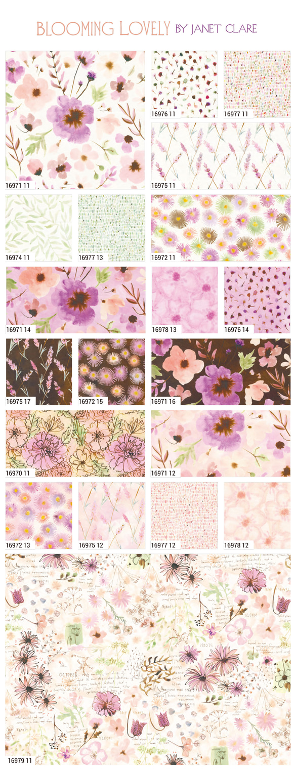 「Blooming Lovely」moda Charm Pack (42枚) Janet Clare 2枚目の画像