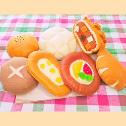 フェルトおままごと パン屋さん♪パン7個セット おもちゃ・人形 手作り