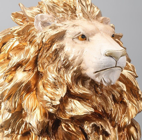 オーナメント オブジェ 置物 インテリア ディスプレイ 彫刻 ライオン 動物 金色 ゴールド a-0326-color 3枚目の画像