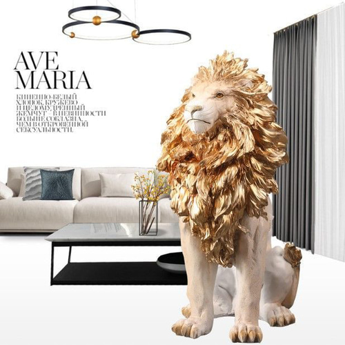 ライオン置物 ゴールド 高級インテリアオブジェ 143-138-036