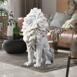 オーナメント オブジェ 置物 インテリア ディスプレイ 彫刻 ライオン 動物 白 ホワイト a-0326-white 1枚目の画像