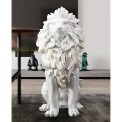 オーナメント オブジェ 置物 インテリア ディスプレイ 彫刻 ライオン 動物 白 ホワイト a-0326-white 3枚目の画像