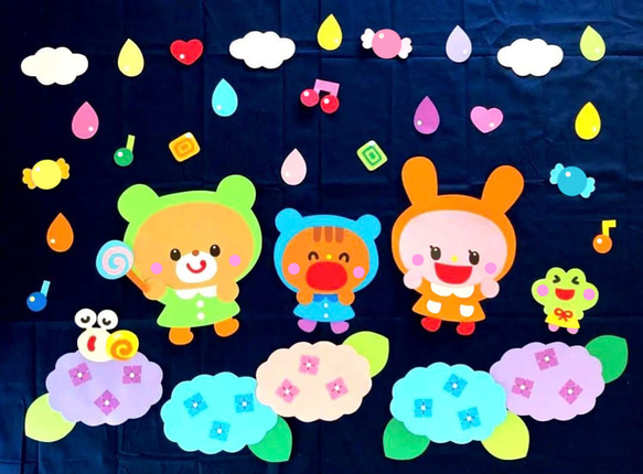 壁面飾り 梅雨 キラキラ雨降り 型紙 えっちゃん 通販 17688736｜Creema