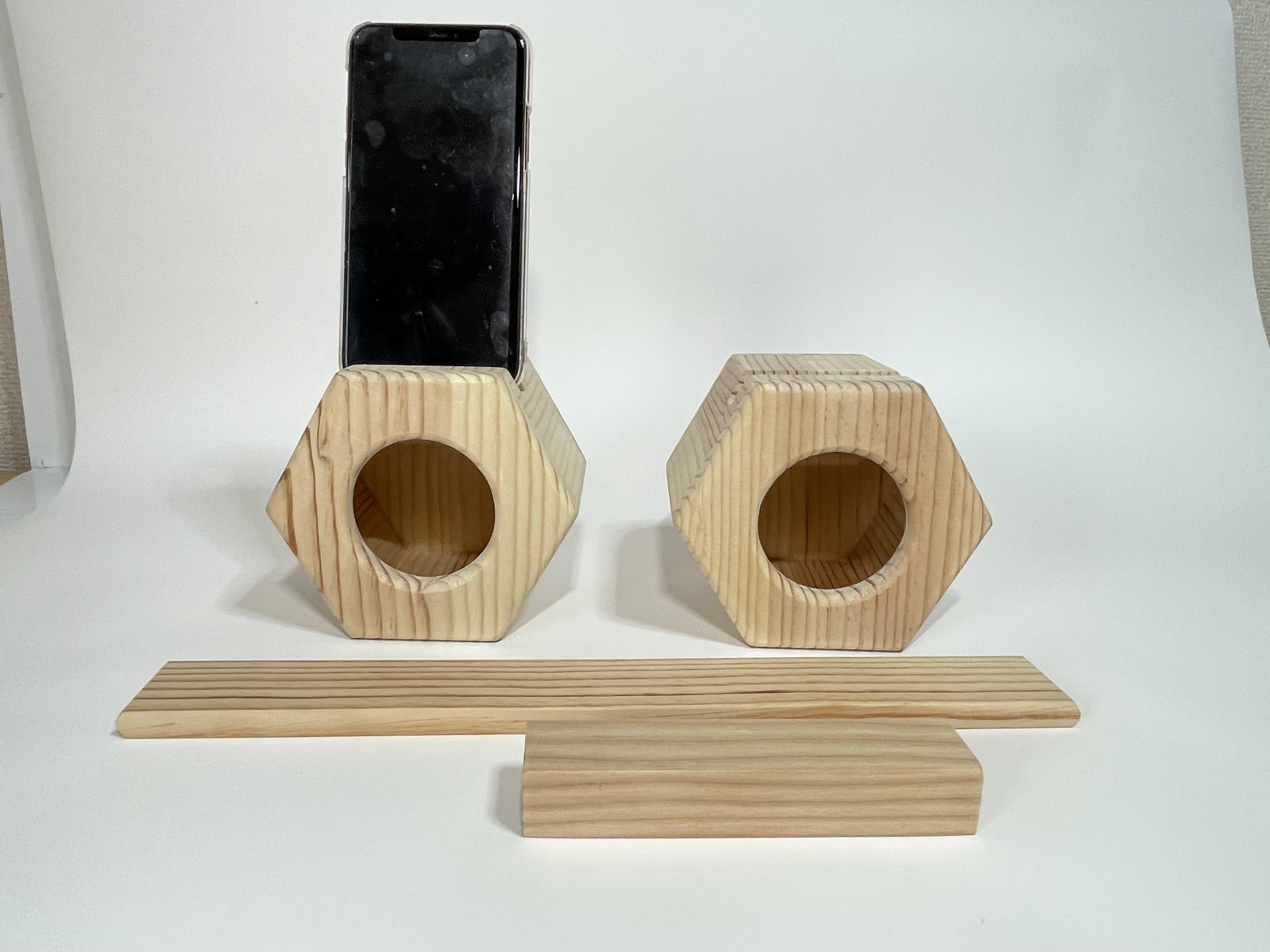 茶×黒 リフレクター スマホスタンド 陶器スピーカー ハンドメイド